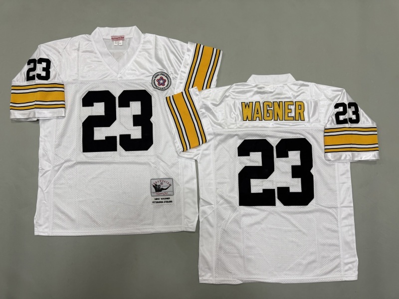 Men 2025 Pittsburgh Steelers #23 Wagner white Throwback Limited NFL Jersey style 002
